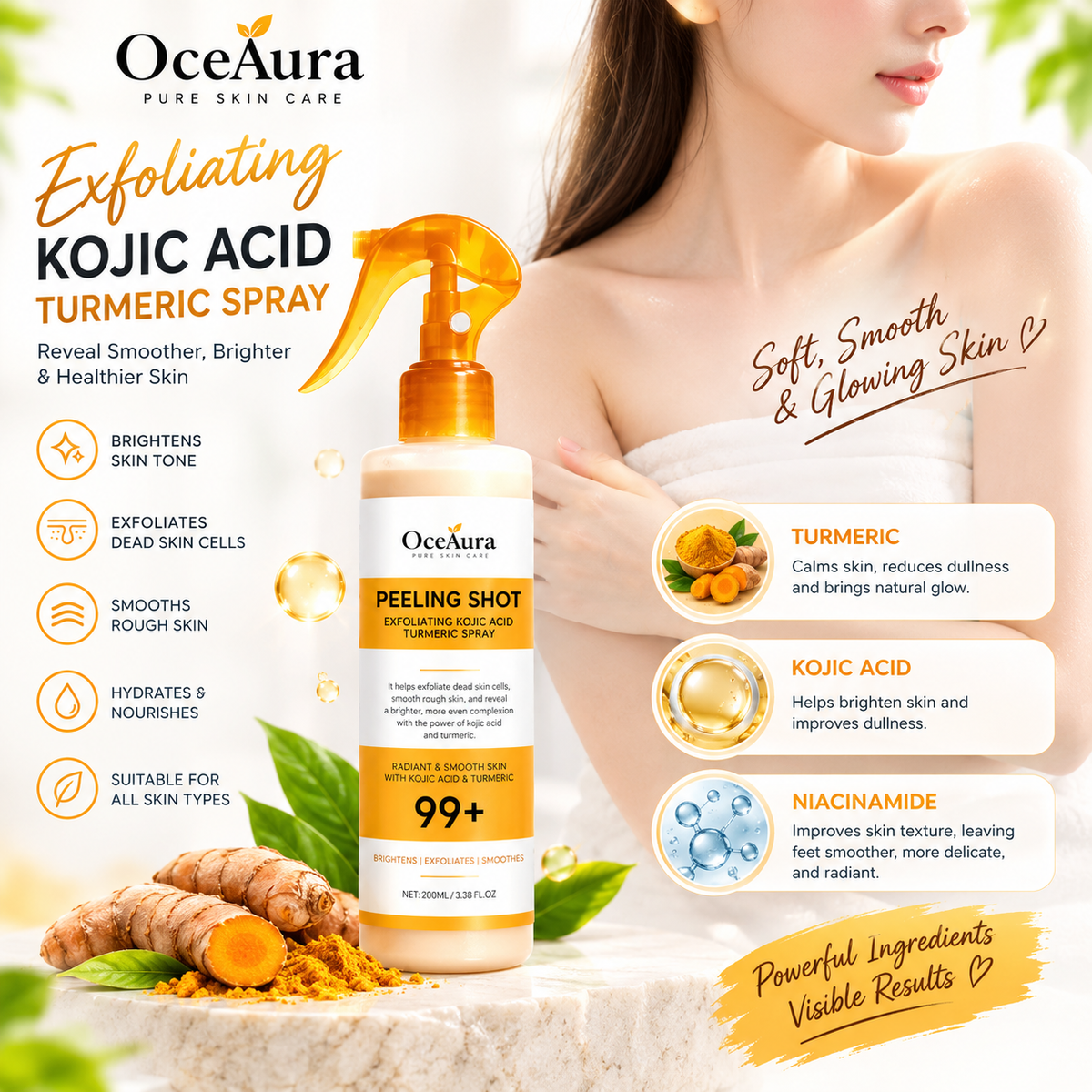 Peeling Shot Kojic Acid & Turmeric Exfoliating Body Spray