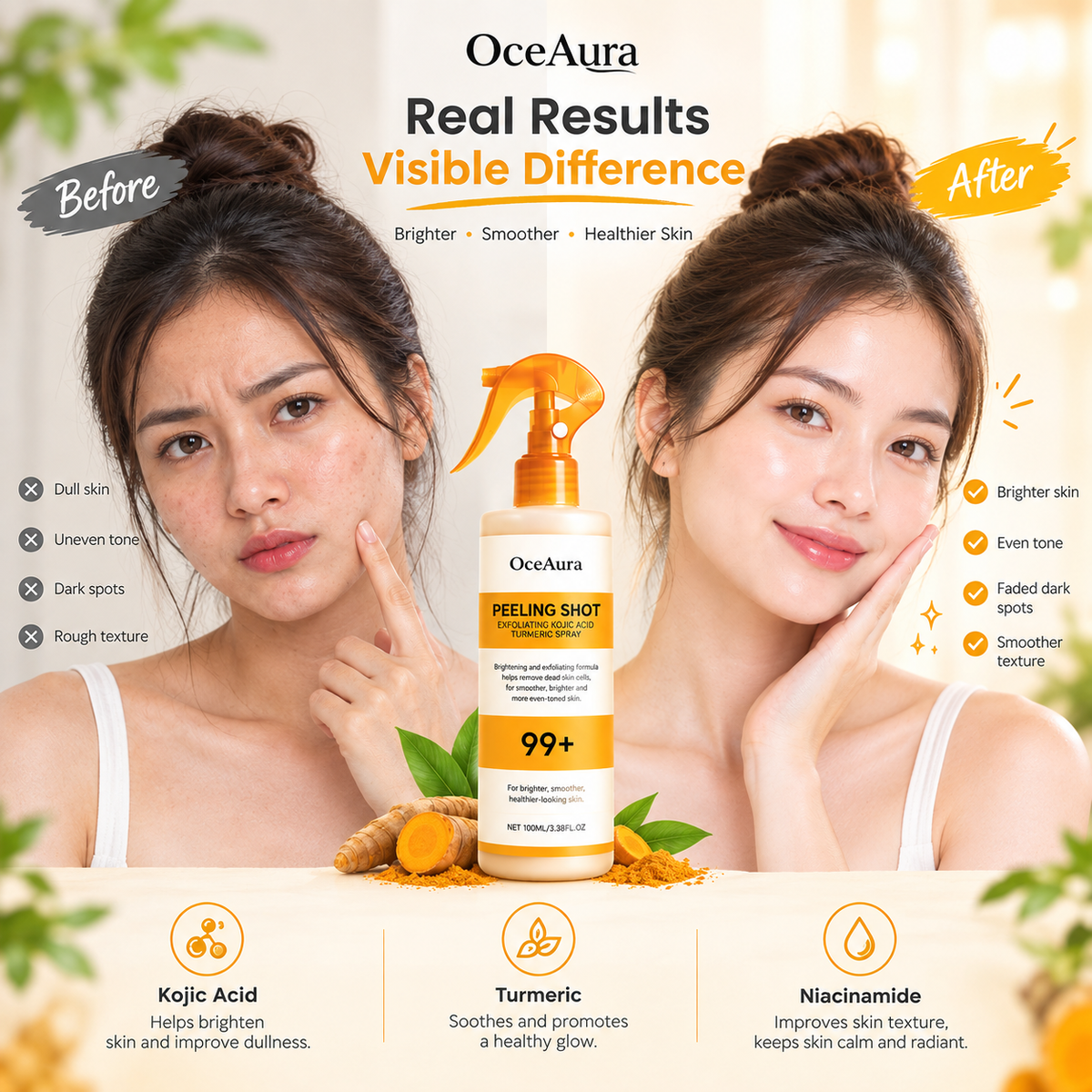 Peeling Shot Kojic Acid & Turmeric Exfoliating Body Spray