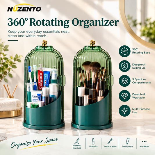 360 Rotating Makeup Brush Holder With Dustproof Lid